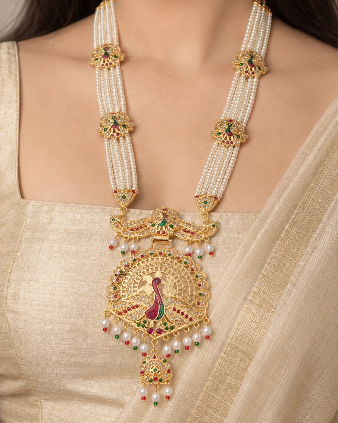 Mayura Pearl Rani Haar Necklace Set