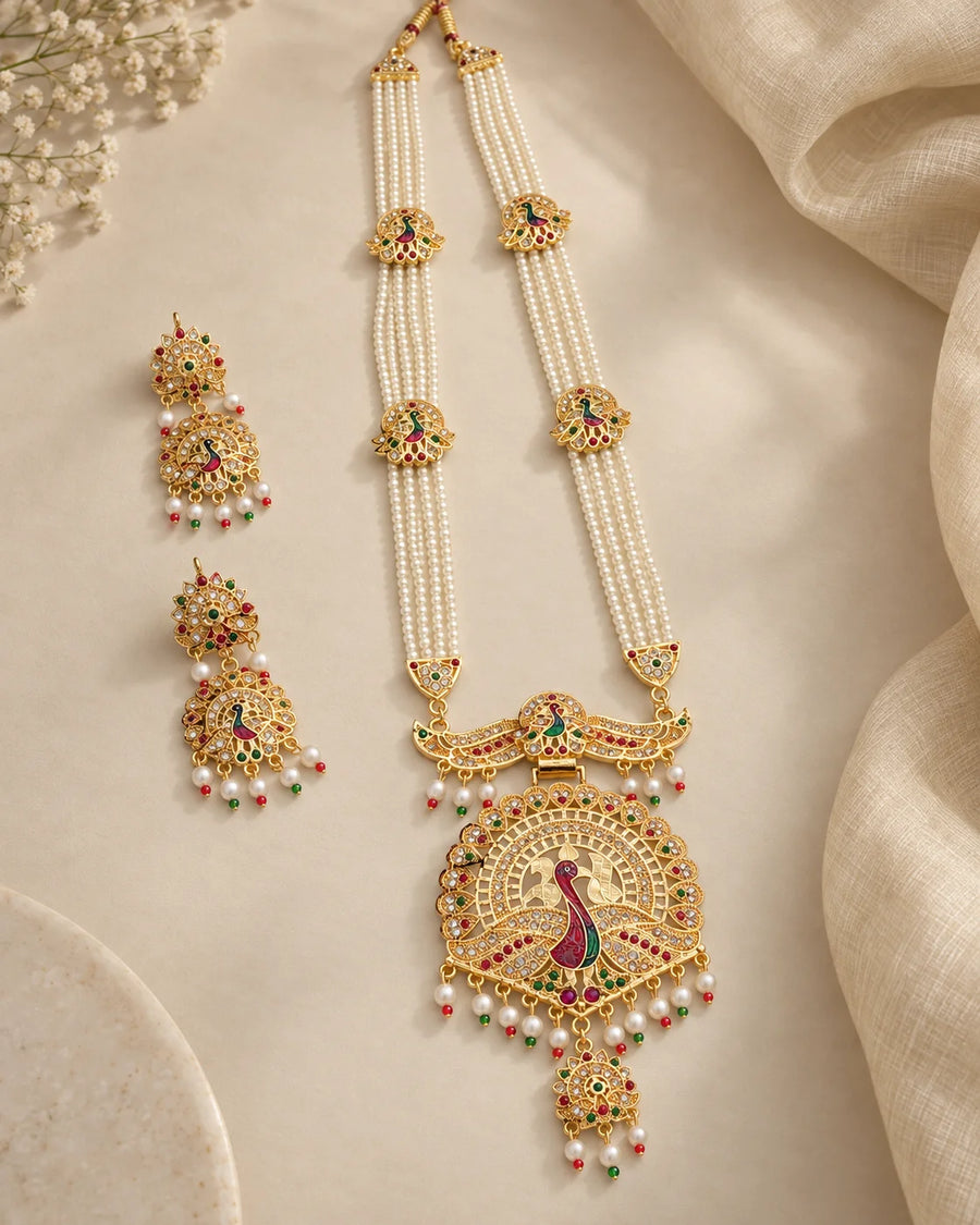 Mayura Pearl Rani Haar Necklace Set