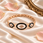 Noor Black Enamel Rose Gold Bangle square styled lifestyle