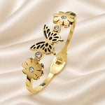 Aurelia Butterfly Bloom Gold Cuff Bangle square flatlay hero