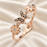 Aurelia Butterfly Bloom Rose Gold Cuff Bangle square flatlay hero