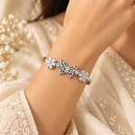 Aurelia Butterfly Bloom Silver Cuff Bangle front flatlay
