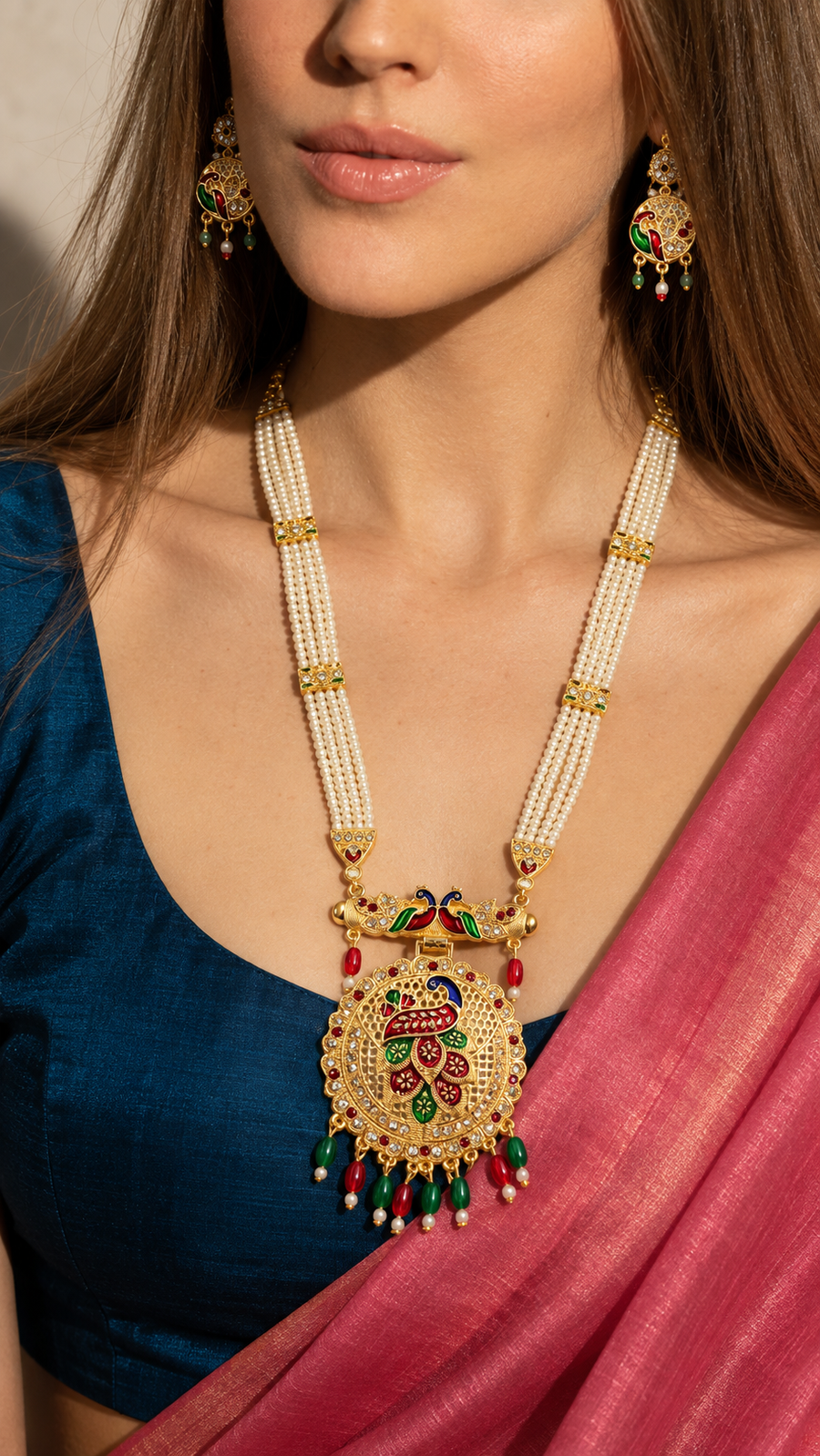 Rani Haar 721 Peacock pendant detail