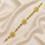 Meher Pearl Emerald Gold Shishphool Headpiece — flatlay hero