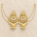 Noor Kundan Pearl Ear-Chain Jhumka Earrings