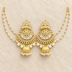 Noor Kundan Pearl Ear-Chain Jhumka Earrings - flat lay hero