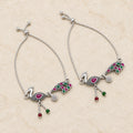 Oxidized Silver Peacock Payal Anklet Pair