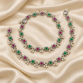 Rangoli Ruby Emerald Silver Payal Pair