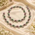 Rangoli Ruby Emerald Silver Payal Pair — lifestyle