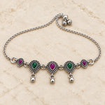Ruhani Meenakari Oxidized Silver Payal Pair - craftsmanship detail