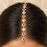 Roshni kundan sheeshphool worn along hair parting